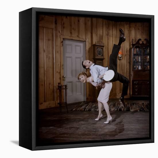 Debbie Reynolds Lifts Fellow Actor Tony Randall in a Scene from 'The Mating Game', 1959-Allan Grant-Framed Premier Image Canvas