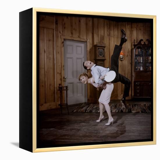 Debbie Reynolds Lifts Fellow Actor Tony Randall in a Scene from 'The Mating Game', 1959-Allan Grant-Framed Premier Image Canvas