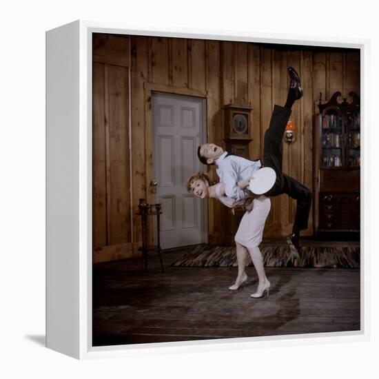 Debbie Reynolds Lifts Fellow Actor Tony Randall in a Scene from 'The Mating Game', 1959-Allan Grant-Framed Premier Image Canvas