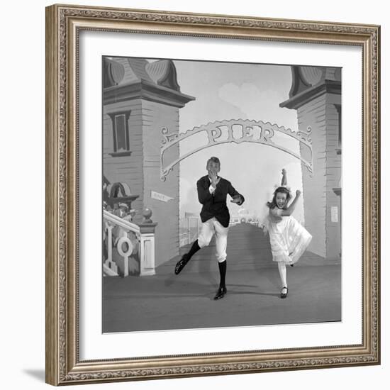 Debbie Reynolds with Co-Actor Carleton Carpenter on Set of the Film "Two Weeks with Love", 1950-Ed Clark-Framed Photographic Print