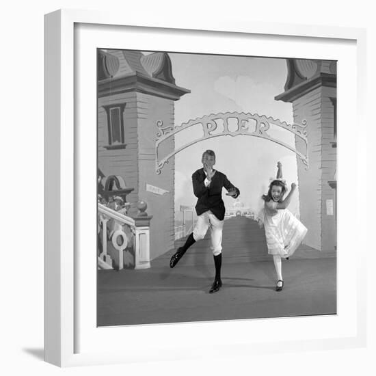 Debbie Reynolds with Co-Actor Carleton Carpenter on Set of the Film "Two Weeks with Love", 1950-Ed Clark-Framed Photographic Print