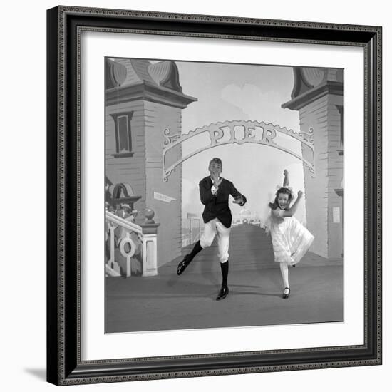 Debbie Reynolds with Co-Actor Carleton Carpenter on Set of the Film "Two Weeks with Love", 1950-Ed Clark-Framed Photographic Print