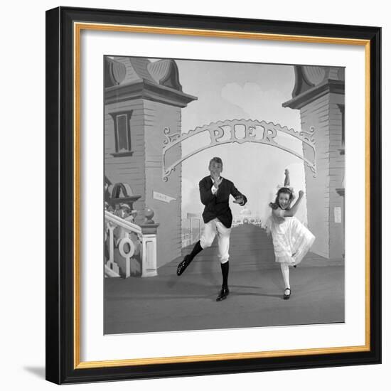 Debbie Reynolds with Co-Actor Carleton Carpenter on Set of the Film "Two Weeks with Love", 1950-Ed Clark-Framed Photographic Print