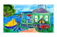 Summer Boat Dock Party-Deborah Cavenaugh-Art Print