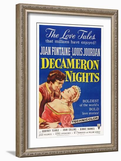 Decameron Nights, from Left: Louis Jourdan, Joan Fontaine, 1953-null-Framed Art Print