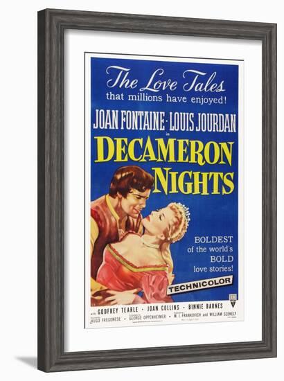 Decameron Nights, from Left: Louis Jourdan, Joan Fontaine, 1953-null-Framed Art Print