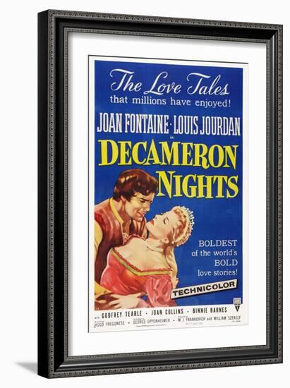 Decameron Nights, from Left: Louis Jourdan, Joan Fontaine, 1953-null-Framed Art Print