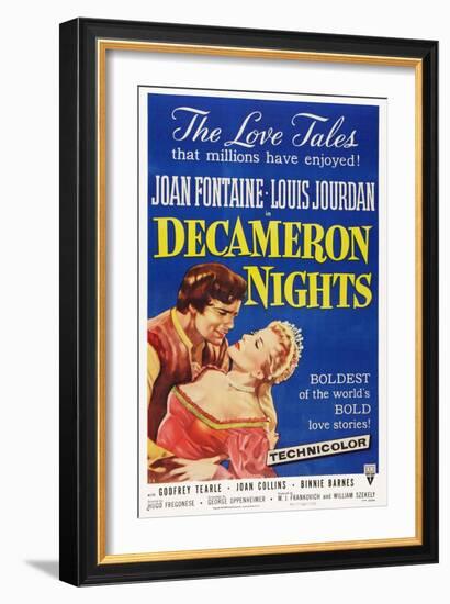 Decameron Nights, from Left: Louis Jourdan, Joan Fontaine, 1953-null-Framed Art Print