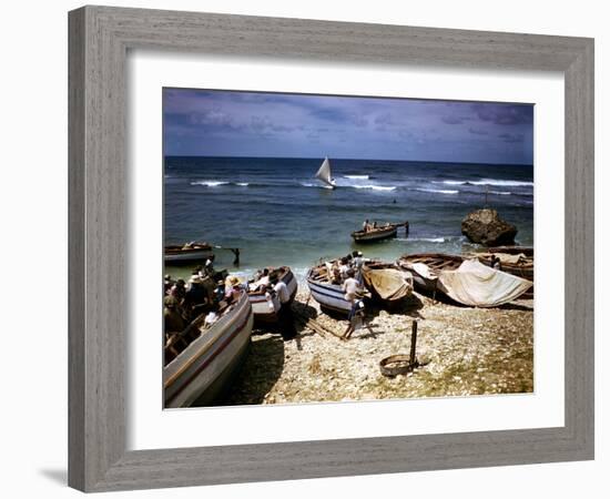 December 1946: a Fishing Fleet at Bathsheba, Barbados-Eliot Elisofon-Framed Photographic Print