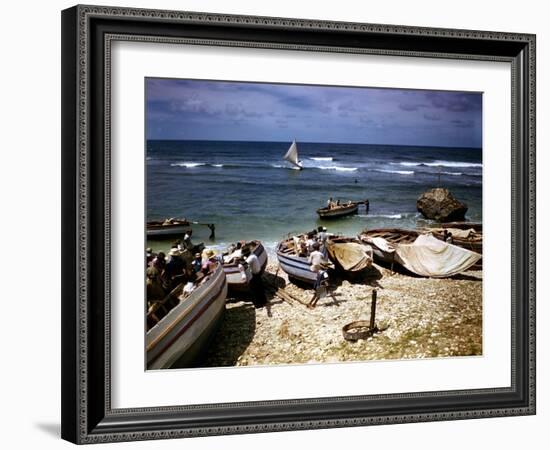 December 1946: a Fishing Fleet at Bathsheba, Barbados-Eliot Elisofon-Framed Photographic Print