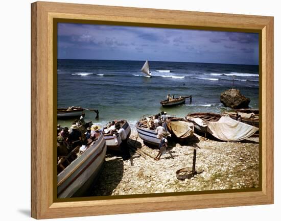 December 1946: a Fishing Fleet at Bathsheba, Barbados-Eliot Elisofon-Framed Premier Image Canvas