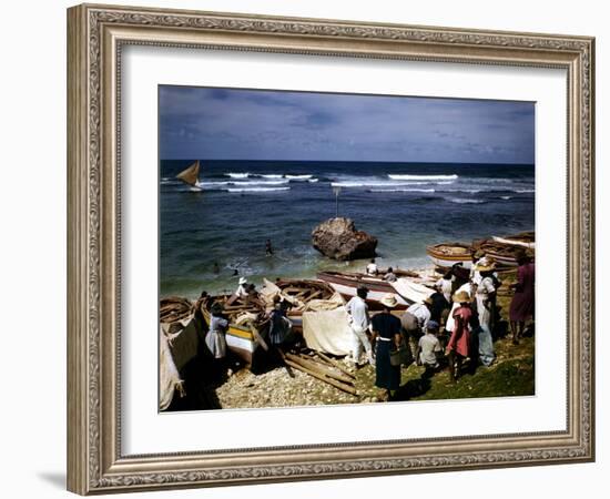 December 1946: a Fishing Fleet in Bathsheba, Barbados-Eliot Elisofon-Framed Photographic Print