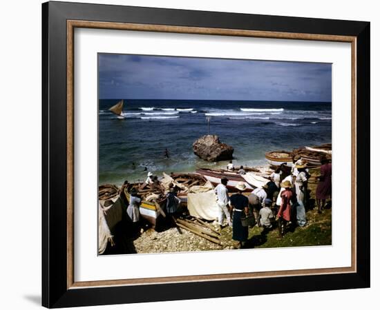 December 1946: a Fishing Fleet in Bathsheba, Barbados-Eliot Elisofon-Framed Photographic Print