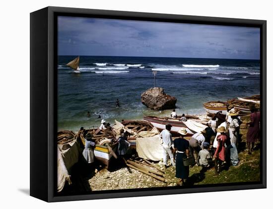 December 1946: a Fishing Fleet in Bathsheba, Barbados-Eliot Elisofon-Framed Premier Image Canvas