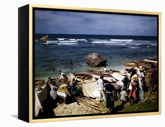 December 1946: a Fishing Fleet in Bathsheba, Barbados-Eliot Elisofon-Framed Premier Image Canvas