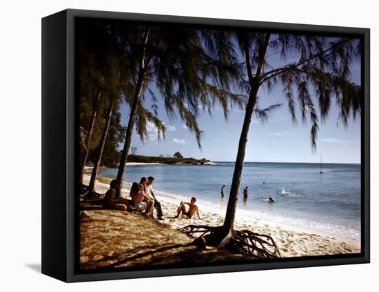 December 1946: Beach-Goers Relaxing and Swimming in the West Indies-Eliot Elisofon-Framed Premier Image Canvas
