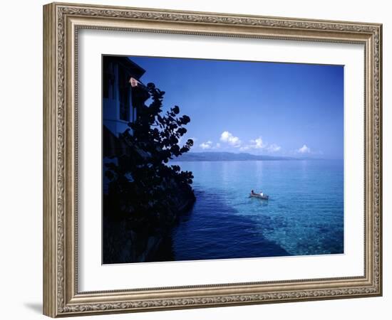 December 1946: Boaters in Montego Bay Seen from Casablance, Jamaica-Eliot Elisofon-Framed Photographic Print