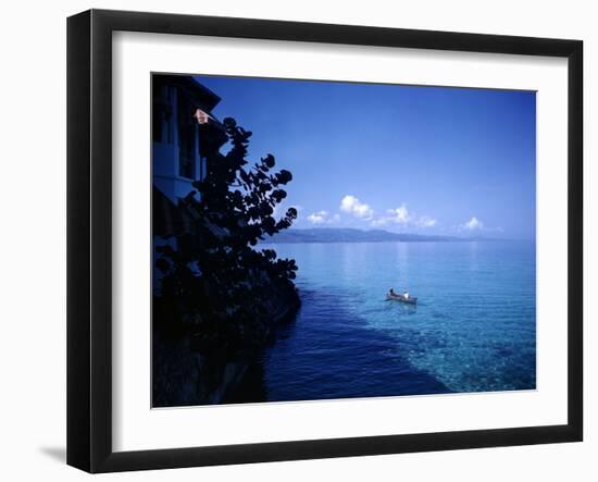 December 1946: Boaters in Montego Bay Seen from Casablance, Jamaica-Eliot Elisofon-Framed Photographic Print