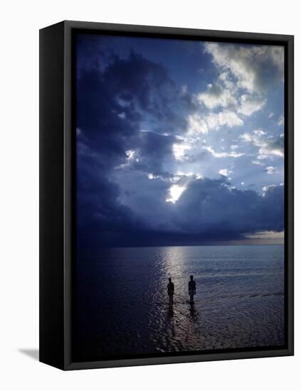 December 1946: Children Wading in the Water During a Late Afternoon Storm at Montego Bay, Jamaica-Eliot Elisofon-Framed Premier Image Canvas