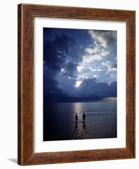 December 1946: Children Wading in the Water During a Late Afternoon Storm at Montego Bay, Jamaica-Eliot Elisofon-Framed Photographic Print