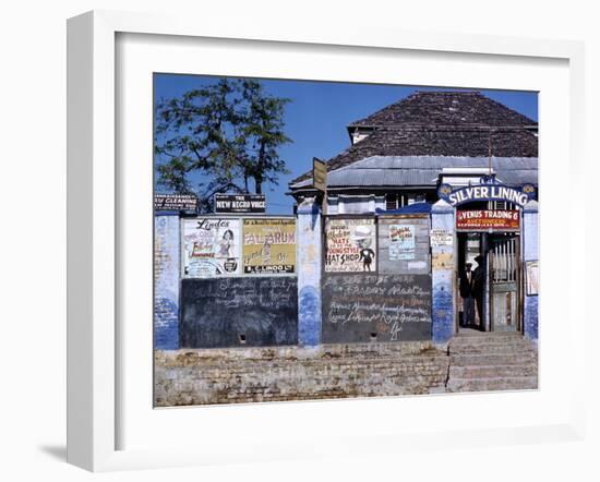 December 1946: Entrance to the Silver Lining Cafe in Jamaica-Eliot Elisofon-Framed Photographic Print