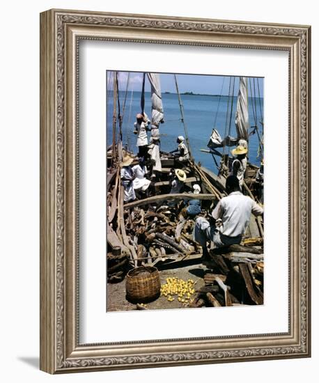 December 1946: Fishermen at in Port Au Prince Harbor in Haiti-Eliot Elisofon-Framed Photographic Print