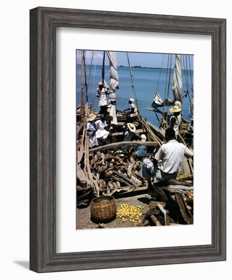 December 1946: Fishermen at in Port Au Prince Harbor in Haiti-Eliot Elisofon-Framed Photographic Print