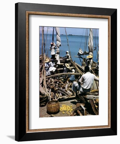 December 1946: Fishermen at in Port Au Prince Harbor in Haiti-Eliot Elisofon-Framed Photographic Print