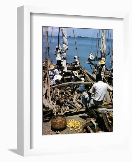 December 1946: Fishermen at in Port Au Prince Harbor in Haiti-Eliot Elisofon-Framed Photographic Print