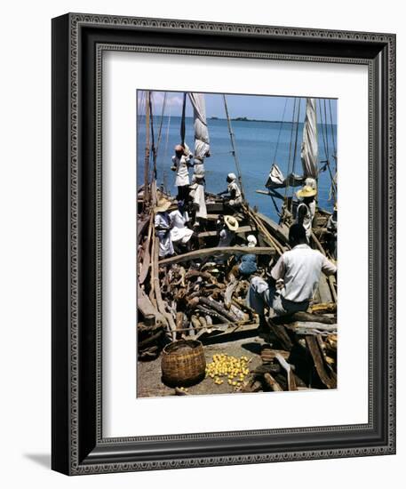 December 1946: Fishermen at in Port Au Prince Harbor in Haiti-Eliot Elisofon-Framed Photographic Print