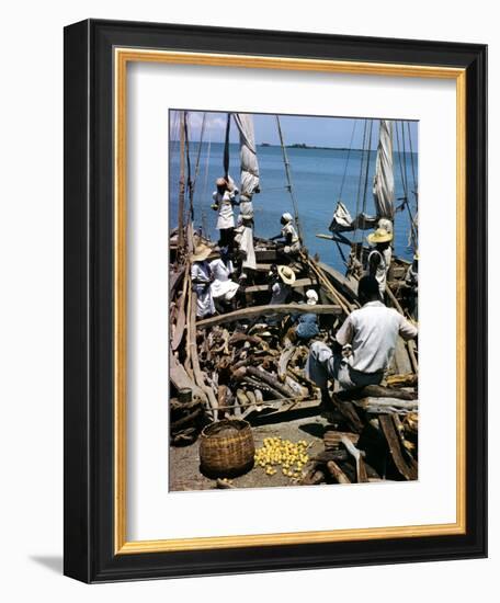 December 1946: Fishermen at in Port Au Prince Harbor in Haiti-Eliot Elisofon-Framed Photographic Print