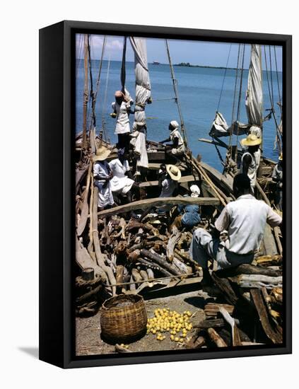 December 1946: Fishermen at in Port Au Prince Harbor in Haiti-Eliot Elisofon-Framed Premier Image Canvas
