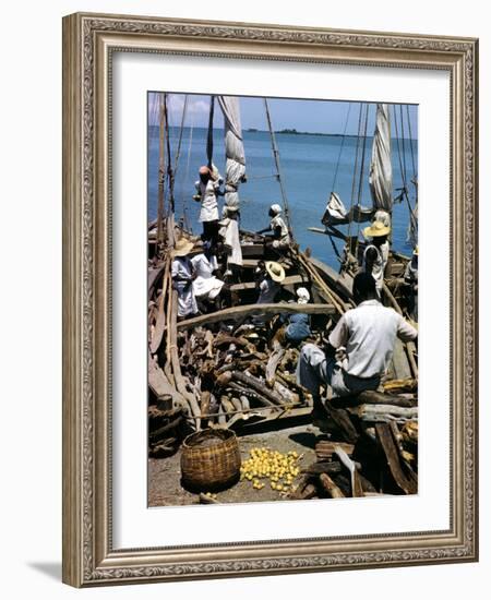 December 1946: Fishermen at in Port Au Prince Harbor in Haiti-Eliot Elisofon-Framed Photographic Print