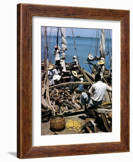December 1946: Fishermen at in Port Au Prince Harbor in Haiti-Eliot Elisofon-Framed Photographic Print