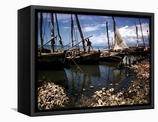 December 1946: Fishermen at in Port Au Prince Harbor in Haiti-Eliot Elisofon-Framed Premier Image Canvas