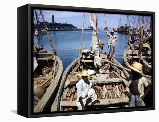 December 1946: Fishermen at in Port Au Prince Harbor in Haiti-Eliot Elisofon-Framed Premier Image Canvas