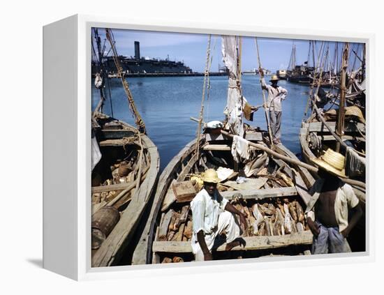 December 1946: Fishermen at in Port Au Prince Harbor in Haiti-Eliot Elisofon-Framed Premier Image Canvas