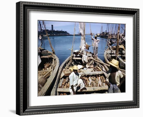 December 1946: Fishermen at in Port Au Prince Harbor in Haiti-Eliot Elisofon-Framed Photographic Print