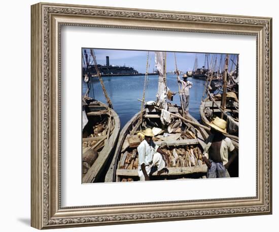 December 1946: Fishermen at in Port Au Prince Harbor in Haiti-Eliot Elisofon-Framed Photographic Print