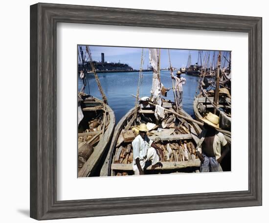 December 1946: Fishermen at in Port Au Prince Harbor in Haiti-Eliot Elisofon-Framed Photographic Print