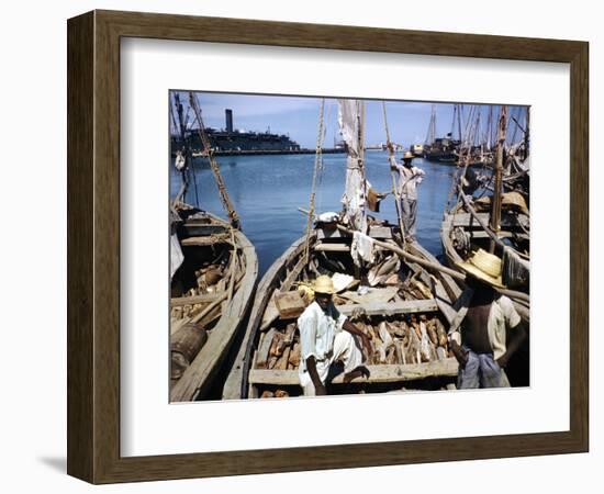 December 1946: Fishermen at in Port Au Prince Harbor in Haiti-Eliot Elisofon-Framed Photographic Print