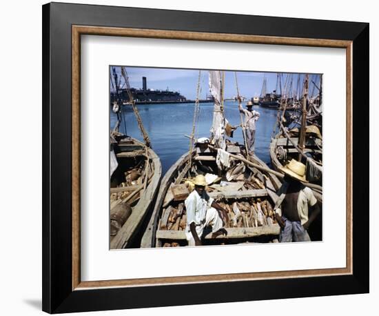 December 1946: Fishermen at in Port Au Prince Harbor in Haiti-Eliot Elisofon-Framed Photographic Print