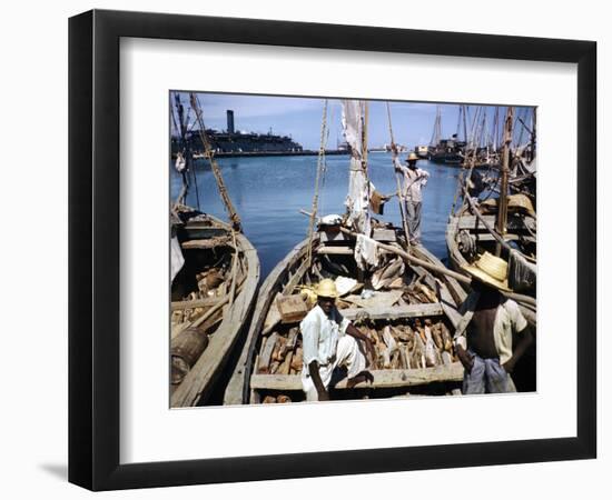 December 1946: Fishermen at in Port Au Prince Harbor in Haiti-Eliot Elisofon-Framed Photographic Print