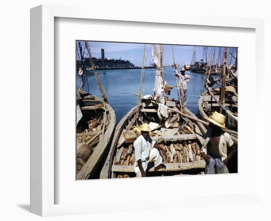 December 1946: Fishermen at in Port Au Prince Harbor in Haiti-Eliot Elisofon-Framed Photographic Print