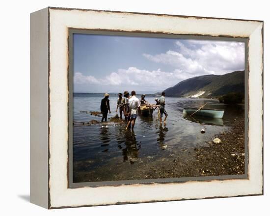 December 1946: Fishermen at Kingston Harbor in Jamaica-Eliot Elisofon-Framed Premier Image Canvas