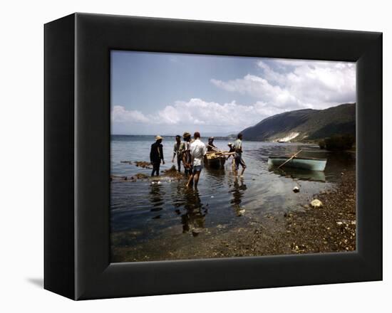 December 1946: Fishermen at Kingston Harbor in Jamaica-Eliot Elisofon-Framed Premier Image Canvas