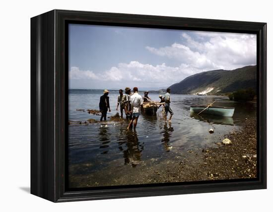 December 1946: Fishermen at Kingston Harbor in Jamaica-Eliot Elisofon-Framed Premier Image Canvas