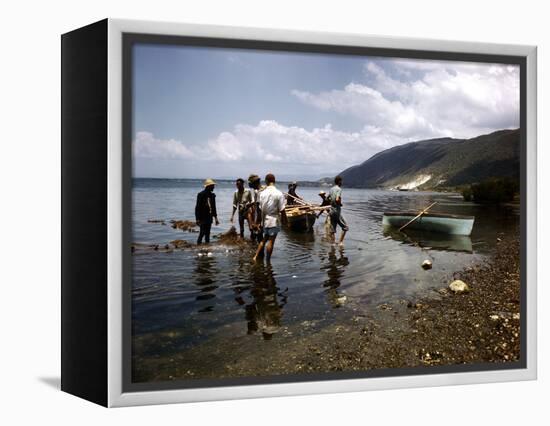 December 1946: Fishermen at Kingston Harbor in Jamaica-Eliot Elisofon-Framed Premier Image Canvas