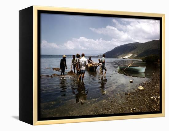 December 1946: Fishermen at Kingston Harbor in Jamaica-Eliot Elisofon-Framed Premier Image Canvas