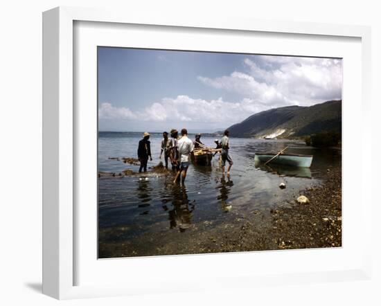 December 1946: Fishermen at Kingston Harbor in Jamaica-Eliot Elisofon-Framed Photographic Print